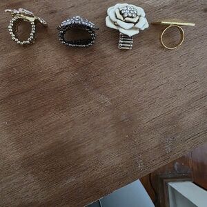 Elegant Gold and Cream Ring Set